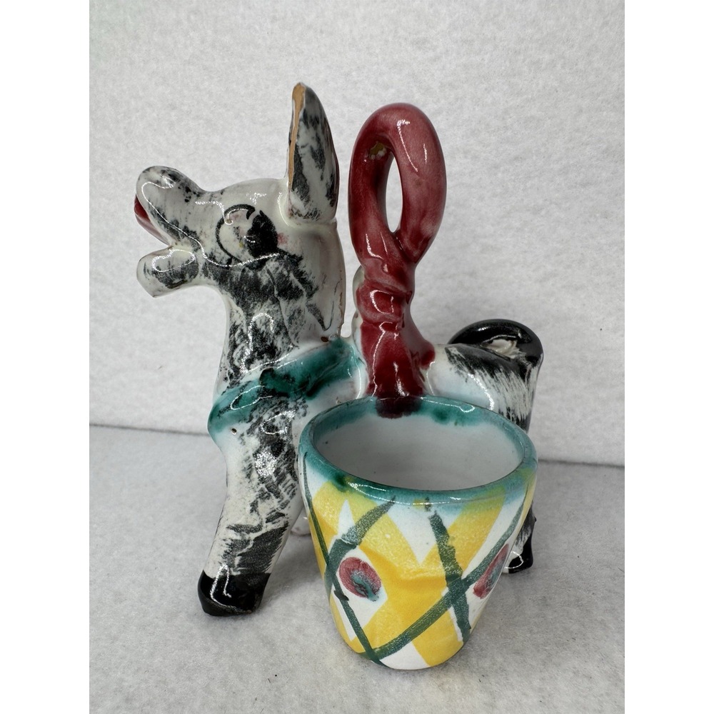 Italy Hand Painted Donkey Figurine with Double Egg Cups - Picture 4 of 12